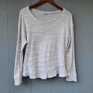 Green Envelope Waffle Knit Peplum LS Top Grey L